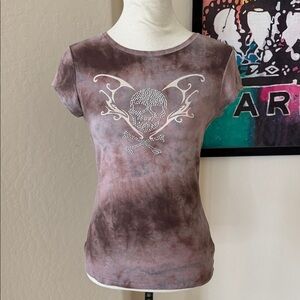 INC International Concepts Tie Dye Crystal Skull Graphic Size Medium